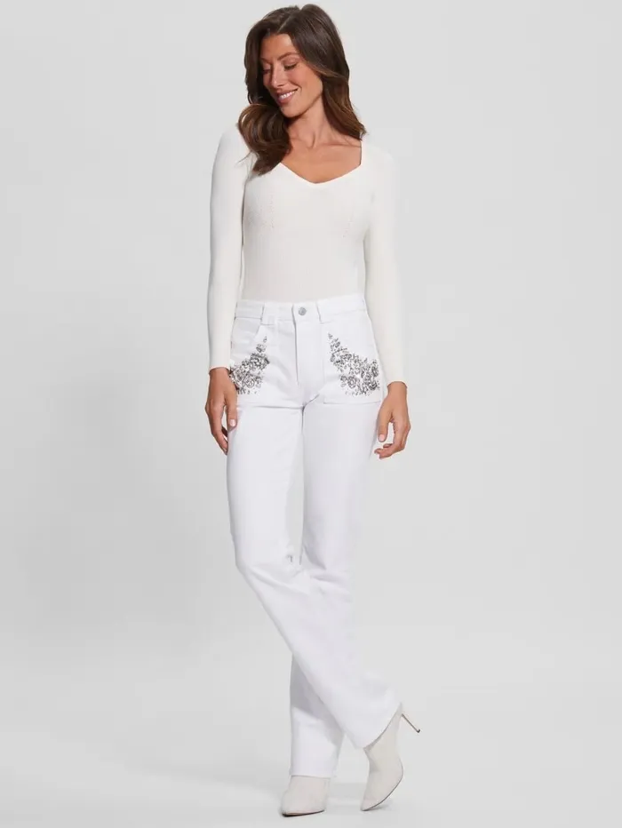 Women GUESS Rayna Baby Boot Jeans Pure White Multi Jeans and Denim Women GUESS Rayna Baby Boot Jeans Pure White Multi Jeans and Denim