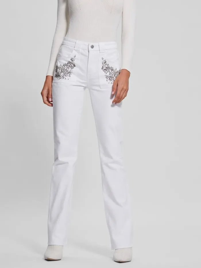 Women GUESS Rayna Baby Boot Jeans Pure White Multi Jeans and Denim Women GUESS Rayna Baby Boot Jeans Pure White Multi Jeans and Denim