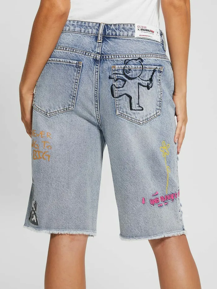Women GUESS Relaxed Denim Bermuda Shorts Salty Isles Bottoms