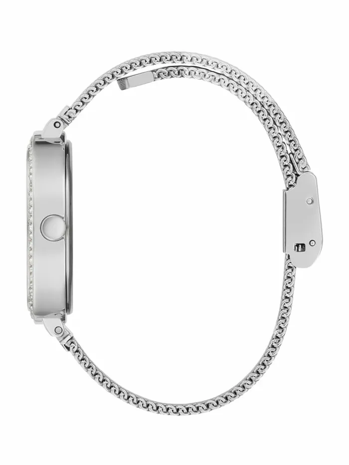 Women GUESS SilverTone Mesh Analog Watch Silver Watches