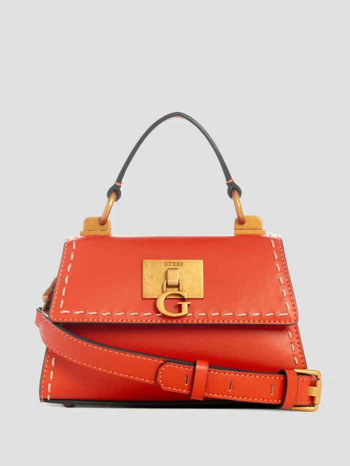 Women GUESS Stephi Mini FoldOver Crossbody Orange Handbags
