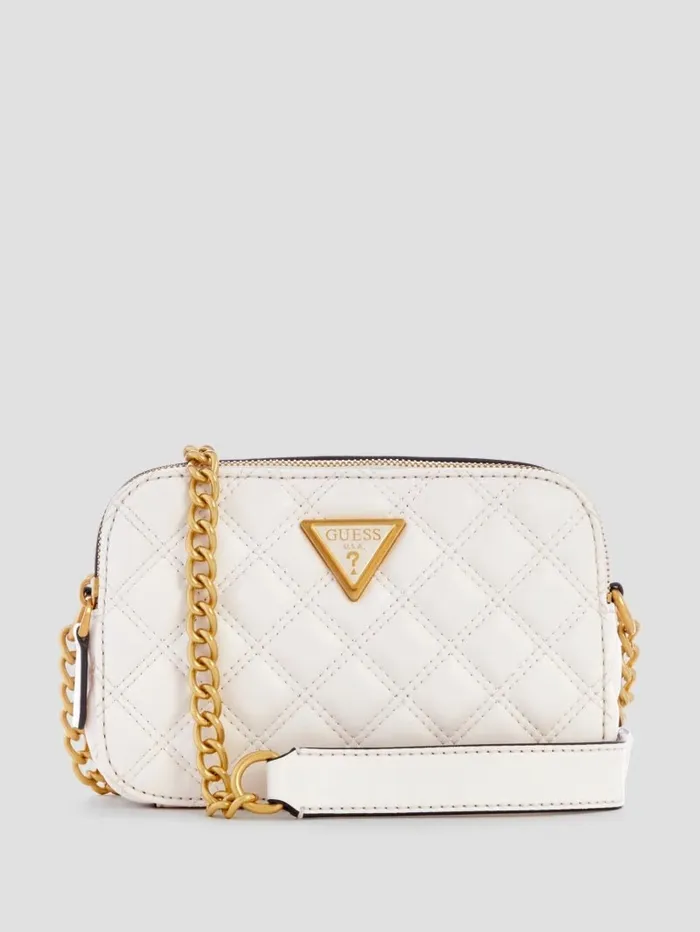 Women Handbags GUESS Giully Quilted Camera Crossbody Ivory