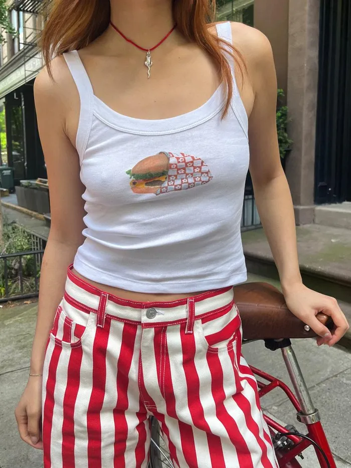 Women Harley Tank Cheeseburger Lisa Says Gah Sleeveless Tops