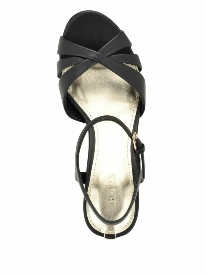 Women Haylo Crisscross Platform Block Heels Black 002 Sandals GUESS Women Haylo Crisscross Platform Block Heels Black 002 Sandals GUESS