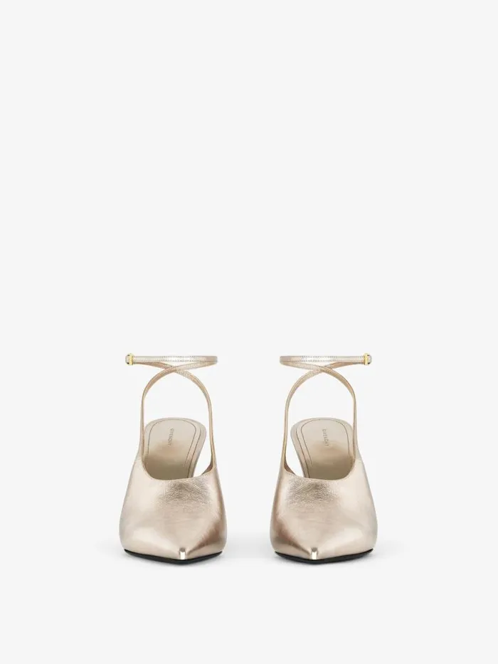 Women Heels Givenchy Show Slingbacks In Laminated Leather Dusty Golden Women Heels Givenchy Show Slingbacks In Laminated Leather Dusty Golden