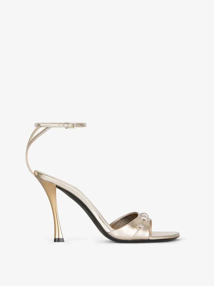 Women Heels Givenchy Stitch Sandals In Laminated Leather With Crystals Dusty Golden Women Heels Givenchy Stitch Sandals In Laminated Leather With Crystals Dusty Golden