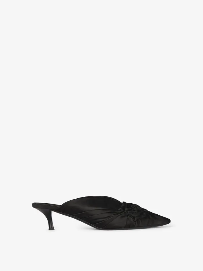 Women Heels Givenchy Twist Mules In Satin Black