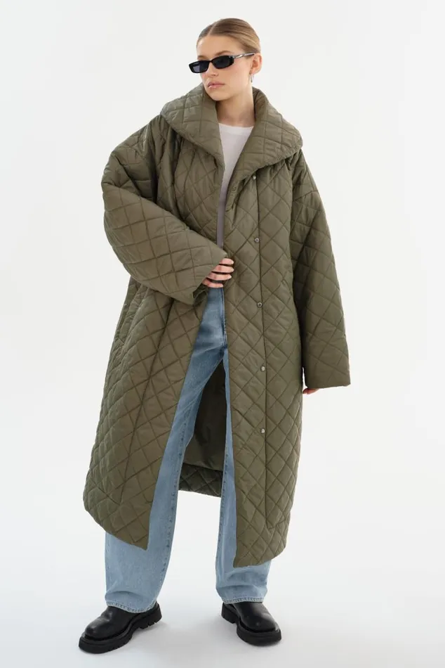 Women HENDRIKA Oversized Quilted Coat Sage LAMARQUE Puffers Women HENDRIKA Oversized Quilted Coat Sage LAMARQUE Puffers