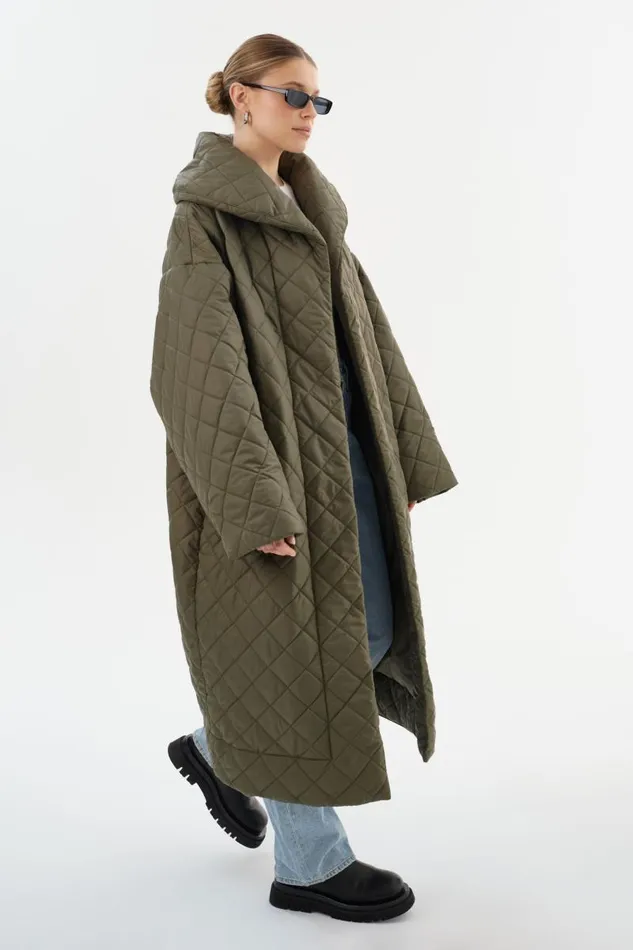 Women HENDRIKA Oversized Quilted Coat Sage LAMARQUE Puffers Women HENDRIKA Oversized Quilted Coat Sage LAMARQUE Puffers