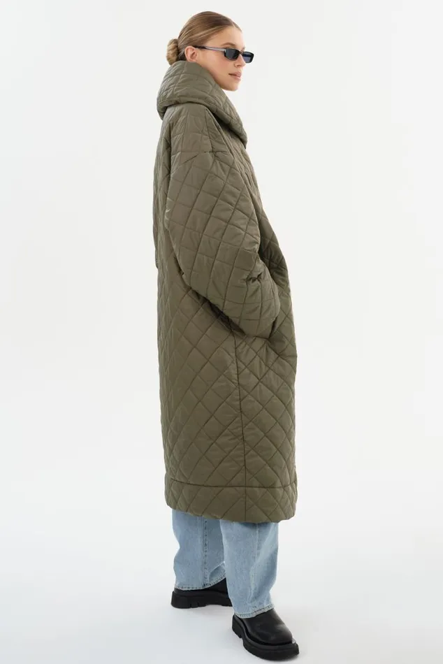 Women HENDRIKA Oversized Quilted Coat Sage LAMARQUE Puffers Women HENDRIKA Oversized Quilted Coat Sage LAMARQUE Puffers
