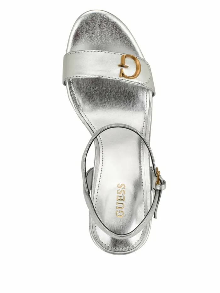 Women Himifa Shimmer Metallic G Wedge Sandals Silver 040 Heels GUESS Women Himifa Shimmer Metallic G Wedge Sandals Silver 040 Heels GUESS
