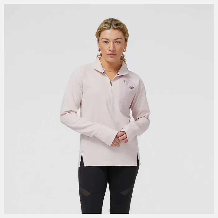 Women Hoodies and Sweatshirts New Balance Q Speed Shift 12 Zip STONE PINK