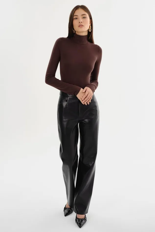 Women IMANI Recycled Leather Trousers Black LAMARQUE Pants and Shorts