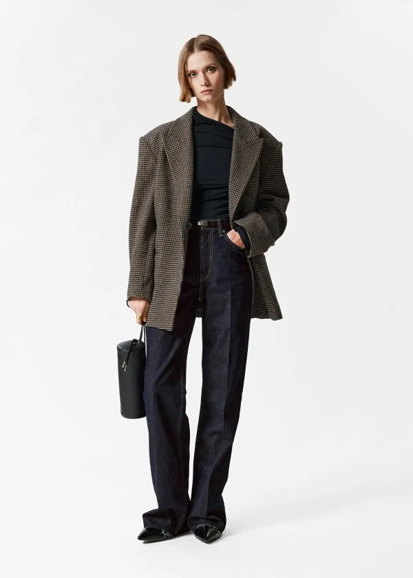 Women Jackets and Coats and Other Stories Belted Wool Blazer Brown Dogtooth Women Jackets and Coats and Other Stories Belted Wool Blazer Brown Dogtooth