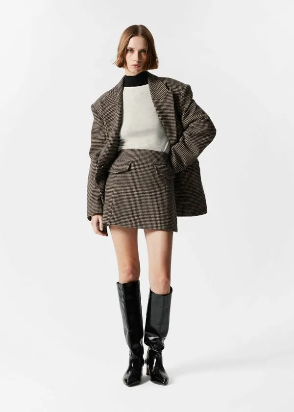 Women Jackets and Coats and Other Stories Belted Wool Blazer Brown Dogtooth Women Jackets and Coats and Other Stories Belted Wool Blazer Brown Dogtooth