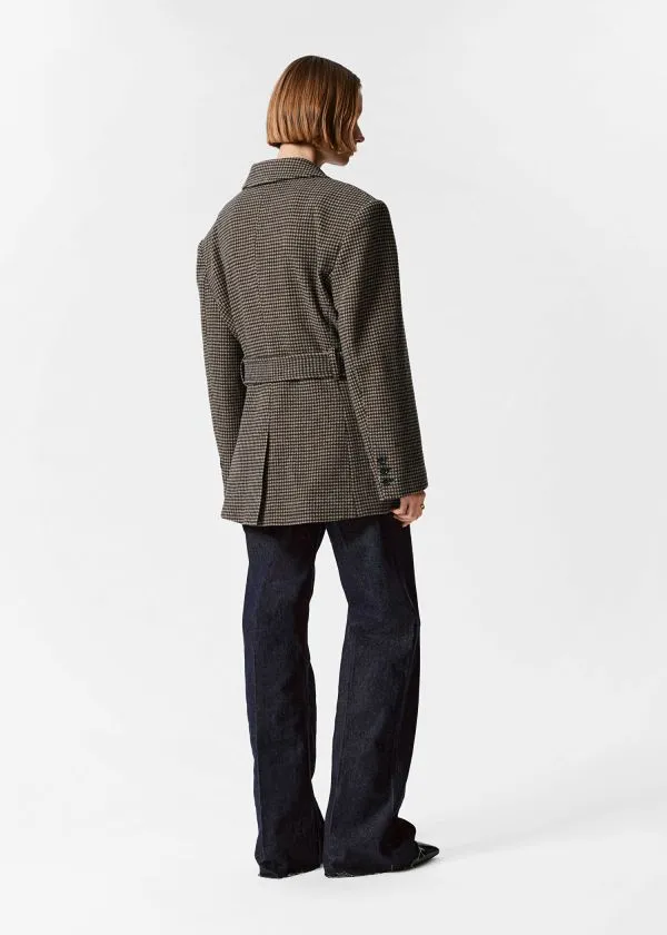 Women Jackets and Coats and Other Stories Belted Wool Blazer Brown Dogtooth Women Jackets and Coats and Other Stories Belted Wool Blazer Brown Dogtooth