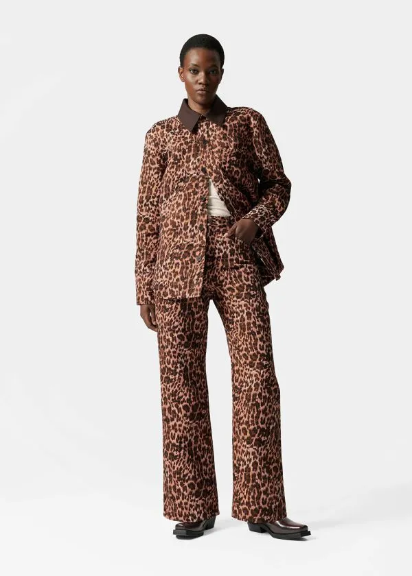 Women Jackets and Coats and Other Stories Contrast Collar Jacquard Jacket Leo Print