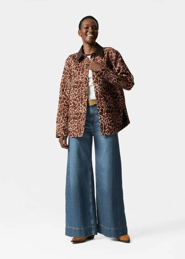 Women Jackets and Coats and Other Stories Contrast Collar Jacquard Jacket Leo Print