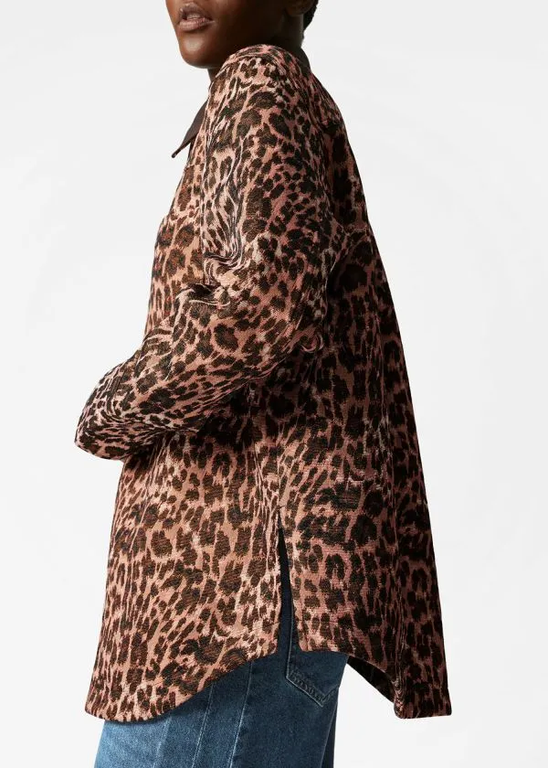 Women Jackets and Coats and Other Stories Contrast Collar Jacquard Jacket Leo Print