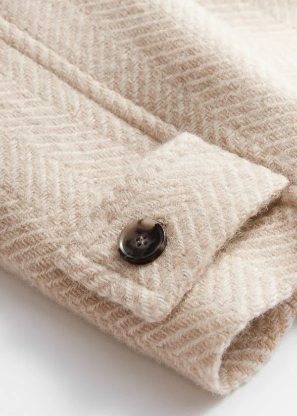 Women Jackets and Coats and Other Stories SingleBreasted MidLength Wool Coat Cream Herringbonepatterned Women Jackets and Coats and Other Stories SingleBreasted MidLength Wool Coat Cream Herringbonepatterned