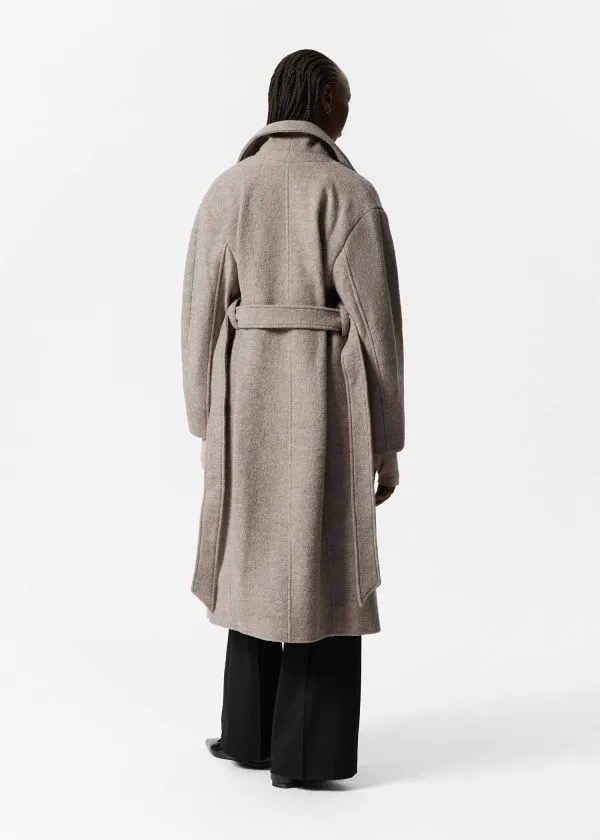 Women Jackets and Coats and Other Stories Voluminous Belted Wool Coat Beige