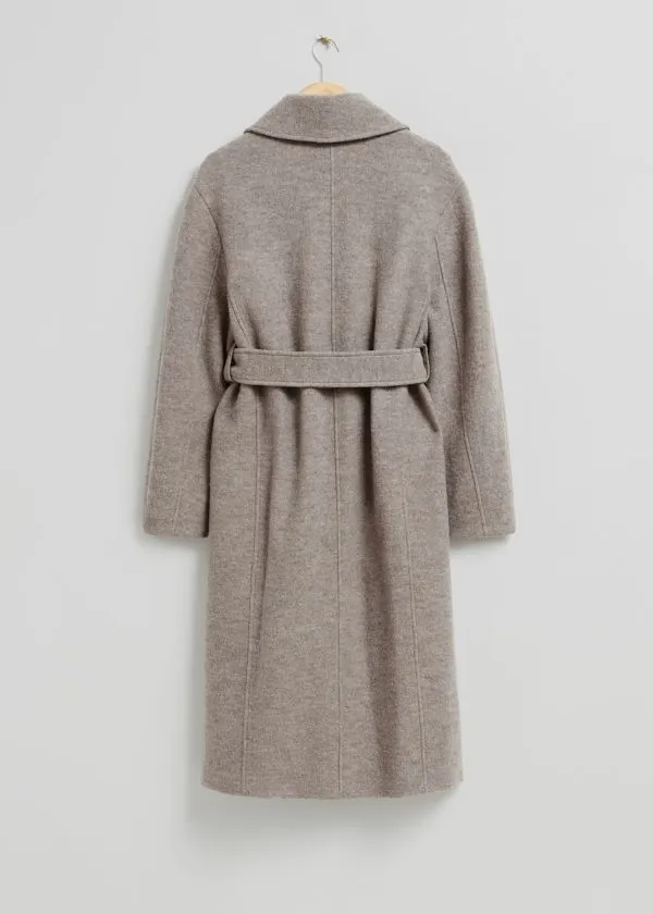 Women Jackets and Coats and Other Stories Voluminous Belted Wool Coat Beige