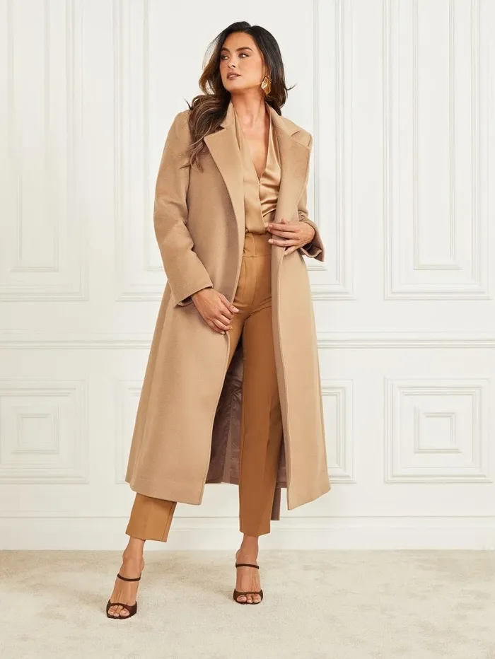 Women Jackets and Coats GUESS Annie Wool Coat Macchiato Multi