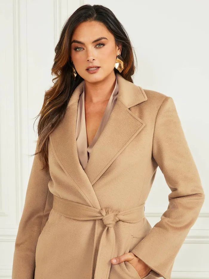 Women Jackets and Coats GUESS Annie Wool Coat Macchiato Multi