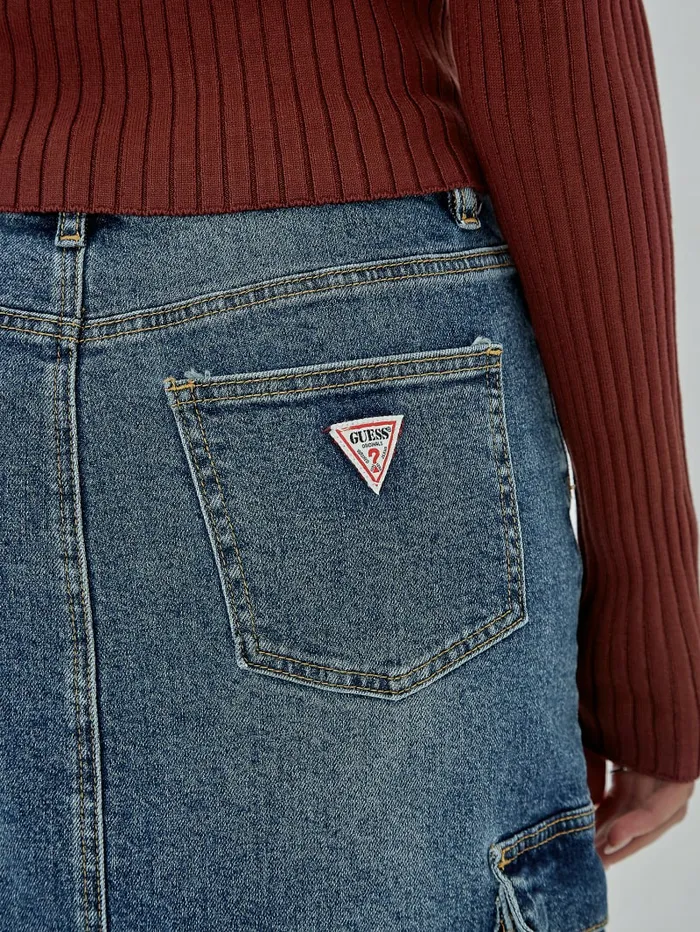 Women Jeans and Denim GUESS GUESS Originals Denim Cargo Skirt Go Fez Medium Wash Women Jeans and Denim GUESS GUESS Originals Denim Cargo Skirt Go Fez Medium Wash