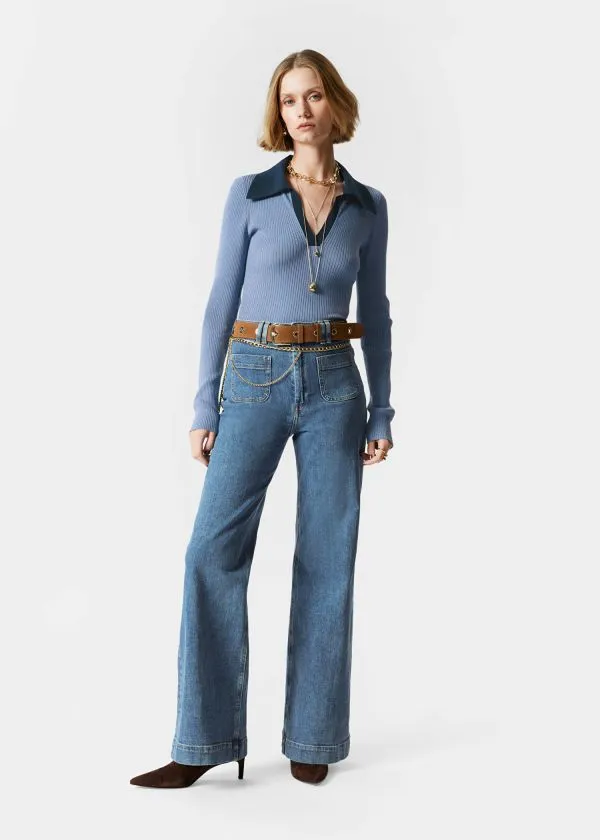 Women Jeans and Other Stories HighWaist Flared Jeans Mid Wash