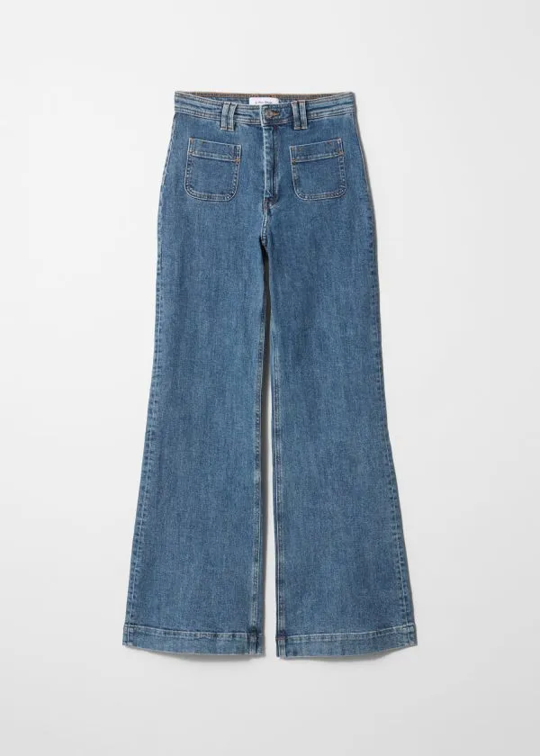 Women Jeans and Other Stories HighWaist Flared Jeans Mid Wash