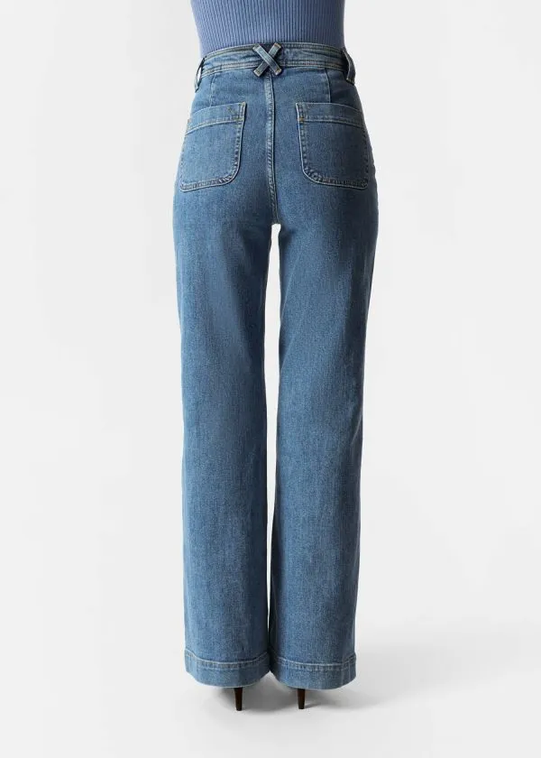 Women Jeans and Other Stories HighWaist Flared Jeans Mid Wash