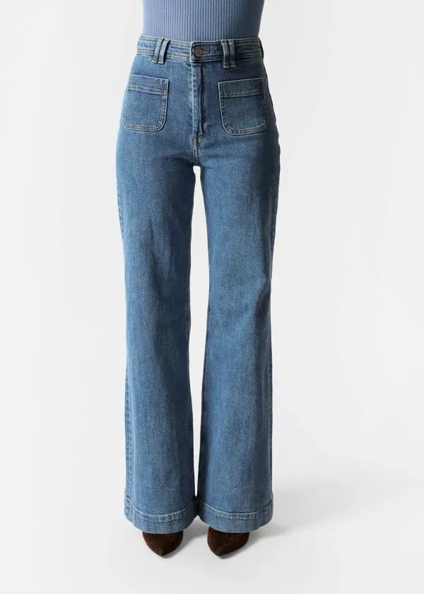 Women Jeans and Other Stories HighWaist Flared Jeans Mid Wash
