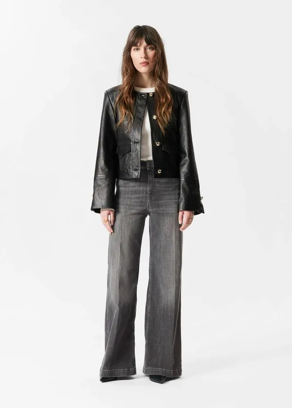 Women Jeans and Other Stories Wide PressCrease Jeans Dark Grey