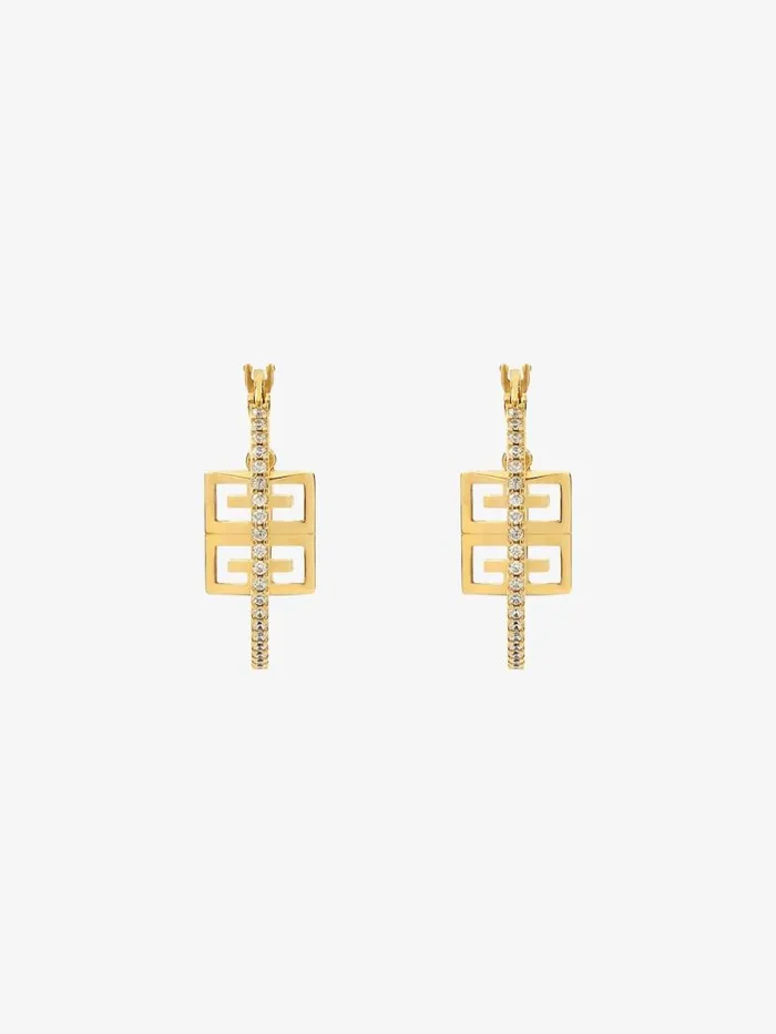 Women Jewelry Givenchy 4G Earrings In Metal With Crystals Golden Yellow