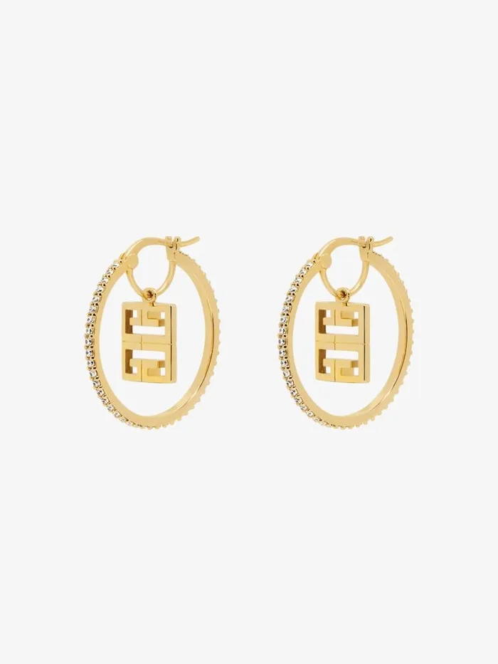 Women Jewelry Givenchy 4G Earrings In Metal With Crystals Golden Yellow