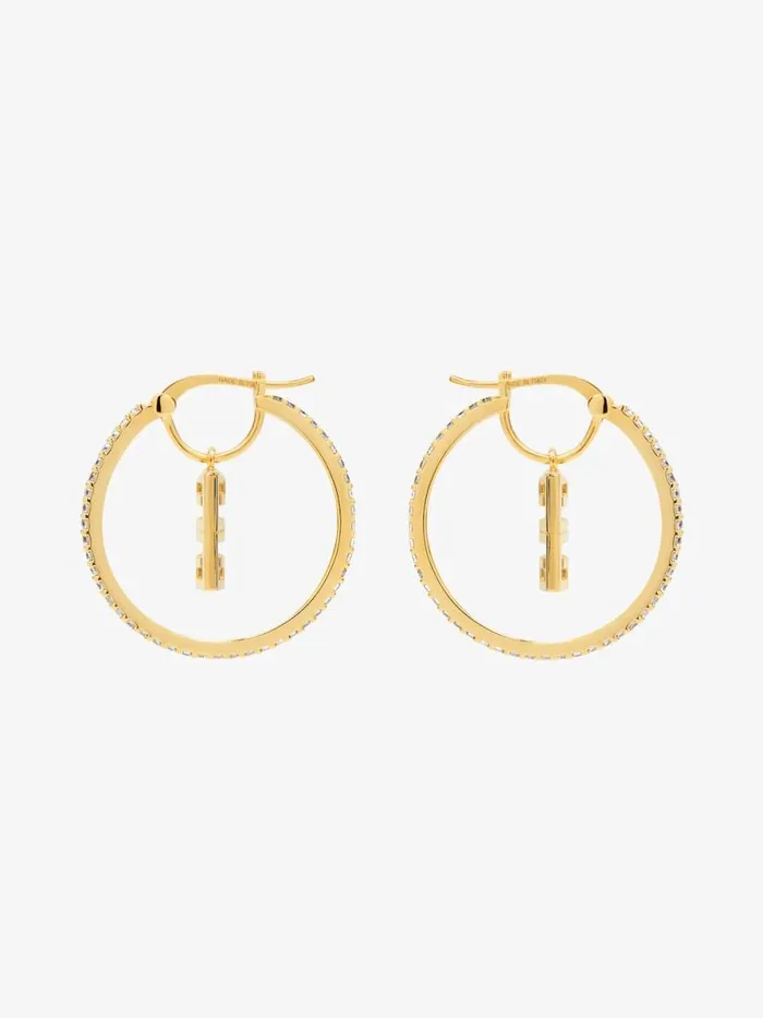 Women Jewelry Givenchy 4G Earrings In Metal With Crystals Golden Yellow