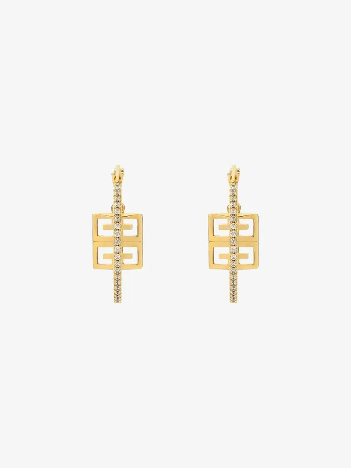 Women Jewelry Givenchy 4G Earrings In Metal With Crystals Golden Yellow