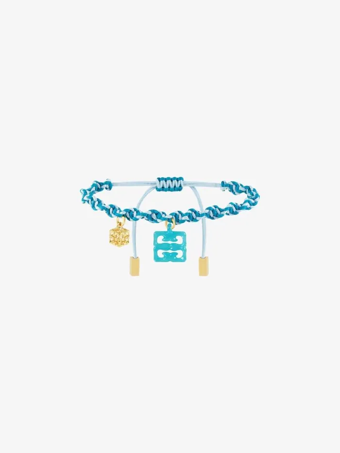 Women Jewelry Givenchy 4G Liquid Bracelet In Woven Cotton Metal And Resin Aqua Green Women Jewelry Givenchy 4G Liquid Bracelet In Woven Cotton Metal And Resin Aqua Green