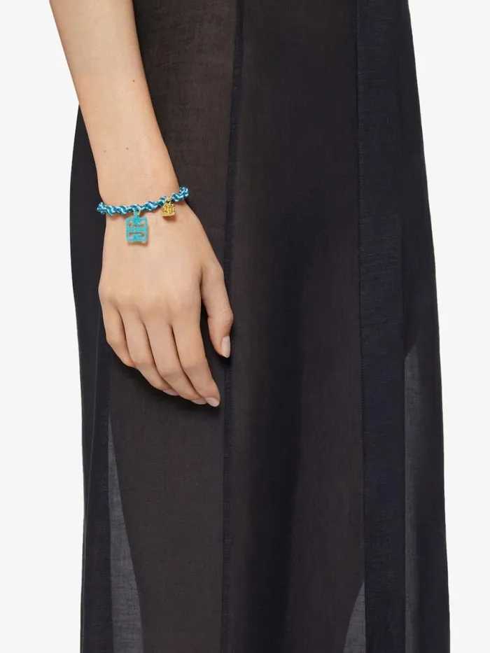 Women Jewelry Givenchy 4G Liquid Bracelet In Woven Cotton Metal And Resin Aqua Green Women Jewelry Givenchy 4G Liquid Bracelet In Woven Cotton Metal And Resin Aqua Green