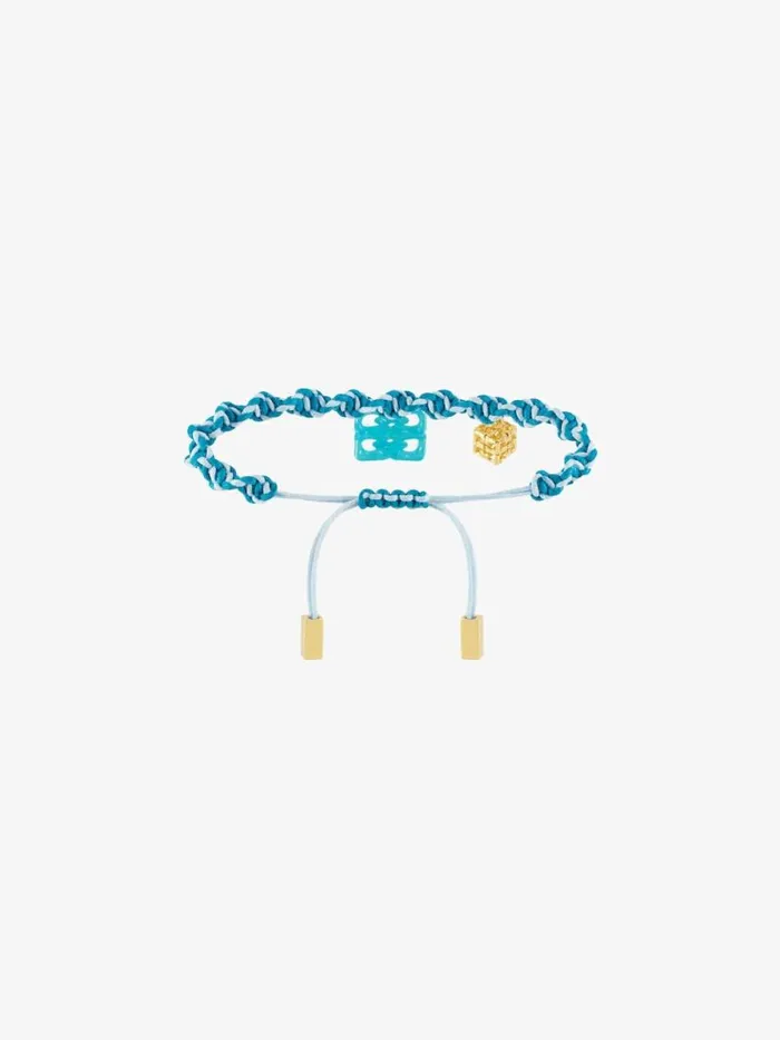 Women Jewelry Givenchy 4G Liquid Bracelet In Woven Cotton Metal And Resin Aqua Green Women Jewelry Givenchy 4G Liquid Bracelet In Woven Cotton Metal And Resin Aqua Green