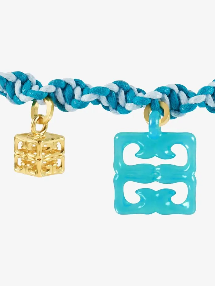 Women Jewelry Givenchy 4G Liquid Bracelet In Woven Cotton Metal And Resin Aqua Green Women Jewelry Givenchy 4G Liquid Bracelet In Woven Cotton Metal And Resin Aqua Green