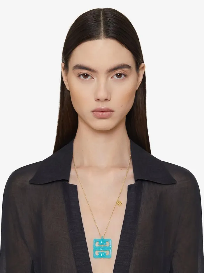 Women Jewelry Givenchy 4G Liquid Necklace In Metal And Resin Aqua Green Women Jewelry Givenchy 4G Liquid Necklace In Metal And Resin Aqua Green