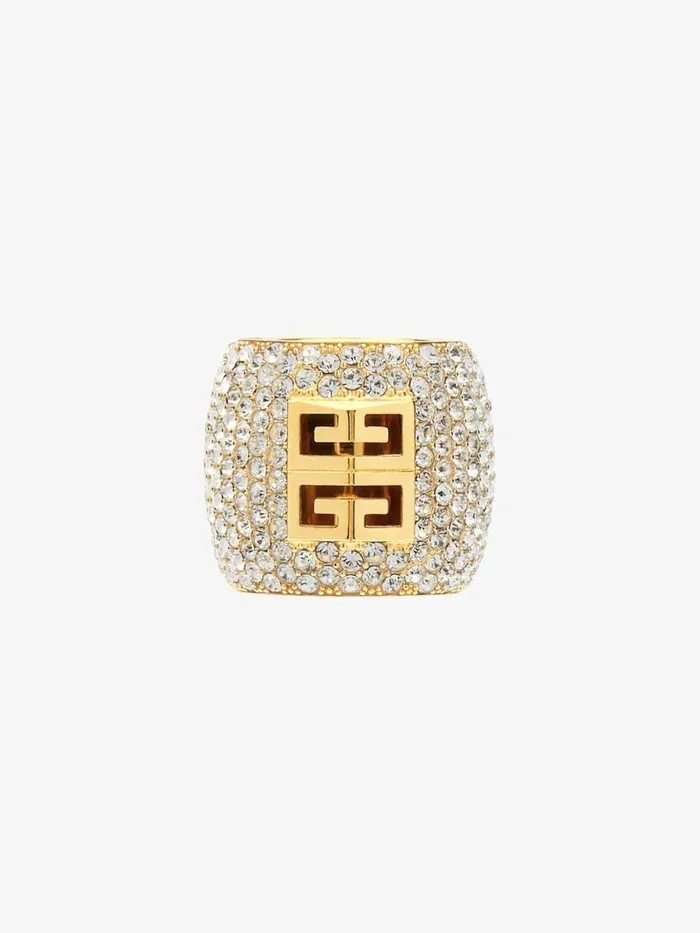 Women Jewelry Givenchy 4G Ring In Metal With Crystals Golden Yellow