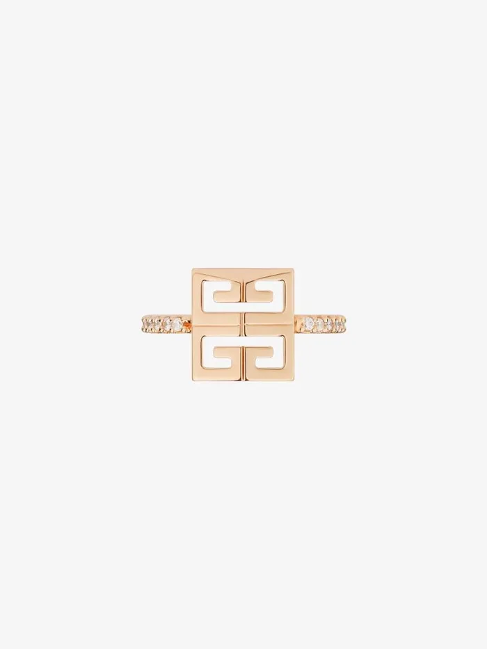 Women Jewelry Givenchy 4G Ring In Metal With Crystals Rose Golden