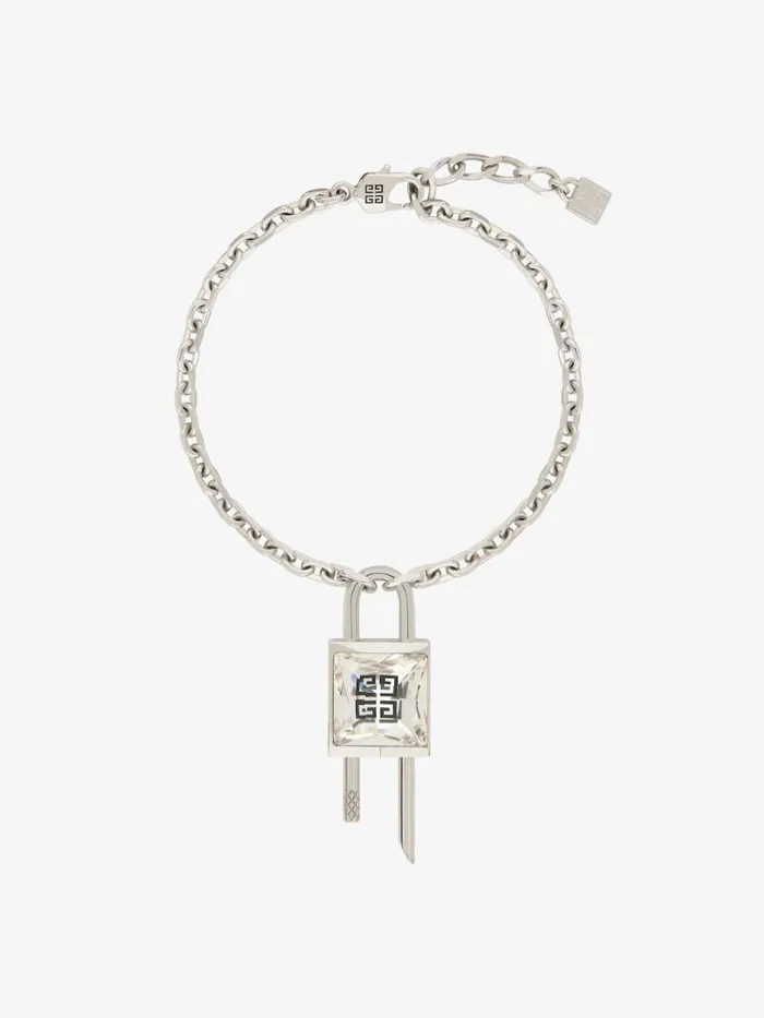 Women Jewelry Givenchy Mini Lock Bracelet In Metal With Crystal Silvery