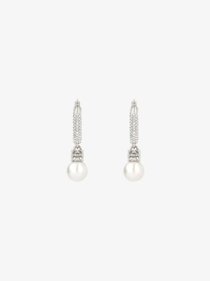 Women Jewelry Givenchy Pearl Earrings In Metal With Crystals Whitesilvery