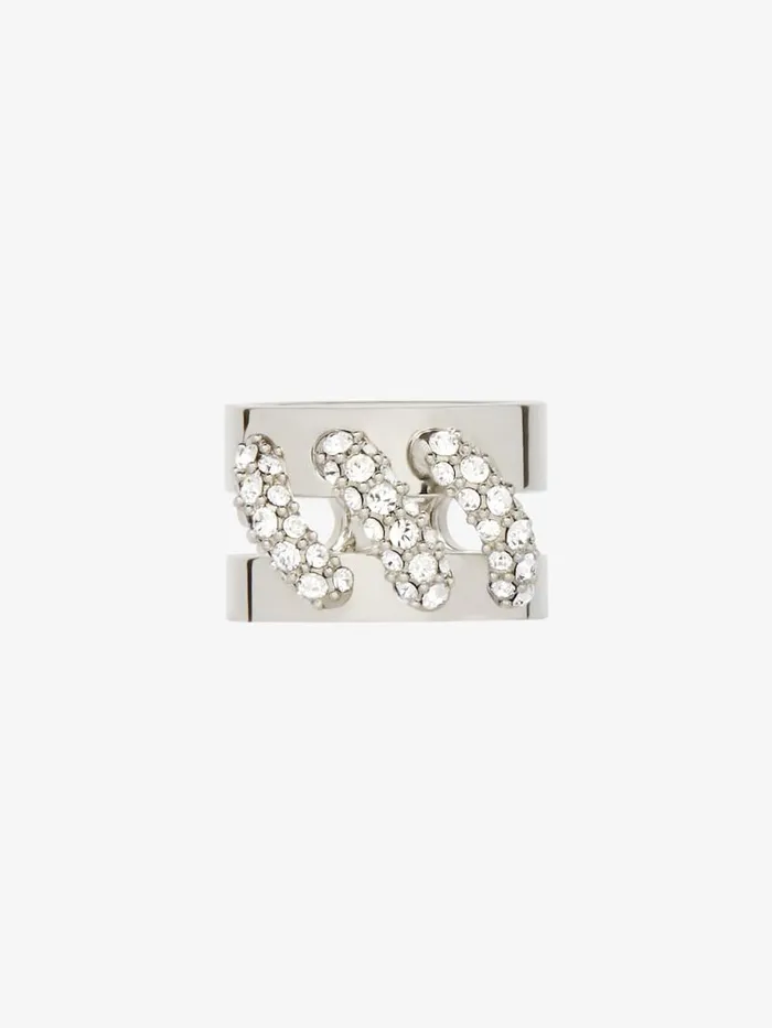 Women Jewelry Givenchy Stitch Ring In Metal With Crystals Silvery