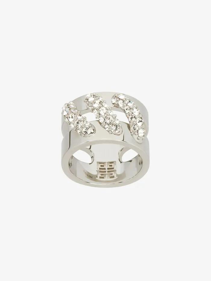 Women Jewelry Givenchy Stitch Ring In Metal With Crystals Silvery Women Jewelry Givenchy Stitch Ring In Metal With Crystals Silvery