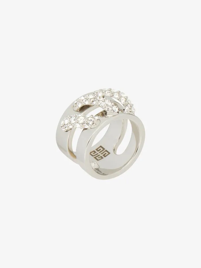 Women Jewelry Givenchy Stitch Ring In Metal With Crystals Silvery Women Jewelry Givenchy Stitch Ring In Metal With Crystals Silvery